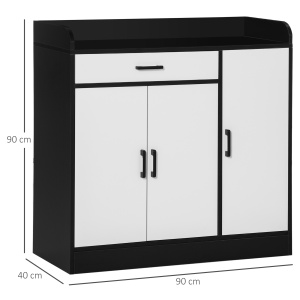 Dulap de bucătărie modern cu 2 dulapuri, 1 sertar și rafturi reglabile, 90×40×90 cm, alb-negru - Img 3