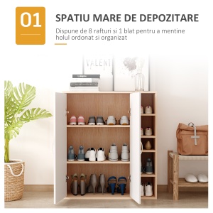 Dulap de Perete 2 Usi – Lemn cu Rafturi Reglabile 80×32×90,5 cm - Img 5