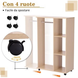 dulap deschis cu cuier si 3 rafturi, 80 x 40 x 128 cm - Img 5
