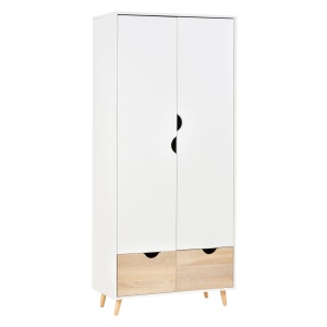 Dulap Elegant 2 Sertare & Raft pentru Haine – Alb - Img 1