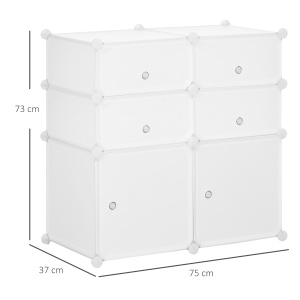 Dulap Haine Dulap Pantofi Modular din Plastic 6 Cuburi Alb, 75x37x73cm - Img 3