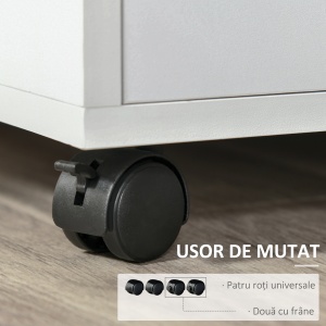 Dulap Imprimanta – Alb 60×50×65,5 cm cu Rafturi & Spatiu Depozitare - Img 6
