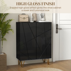 Dulap Îngust pentru Pantofi, Dulap Subțire pentru Depozitarea a 15-20 de Pantofi, 95x72x31.5 cm, Negru - Img 6
