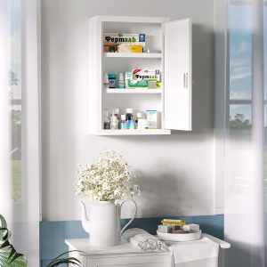 Dulap Medicamente – Otel Inoxidabil, 3 Niveluri & 2 Chei, Alb - Img 2