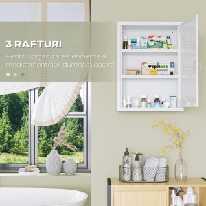 Dulap pentru Medicamente cu 3 Rafturi și Încuietoare din Oțel cu 2 Chei, Alb - Img 5