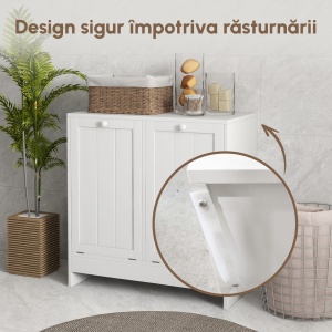 Dulap Spalatorie – 2 Cosuri Rabatabile & Spatiu Depozitare, Alb - Img 7