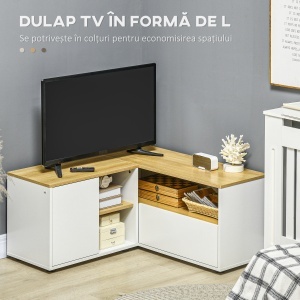 Dulap TV in Forma L – 90×90×45 cm cu Rafturi si Dulapuri - Img 4