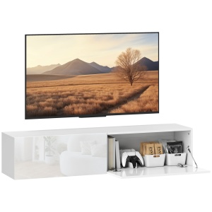 Dulap TV Suspendat pentru Televizoare de 45"-55"-65" cu 2 Dulapuri, Alb - Img 1