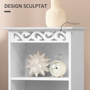 Dulapior Baie Lemn Alb – Decor Floral Sculptat 40×23×80 cm - Img 6