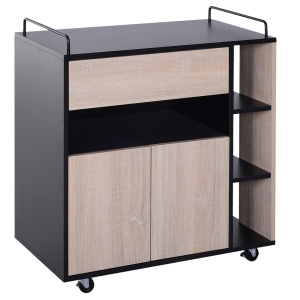 Dulapior Bucatarie cu Roti – Stejar & Negru, 76.5×40×82 cm - Img 1