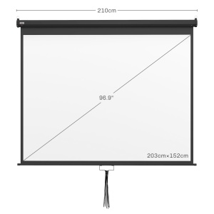 Ecran de Proiecție 100 Inch Reglabil, cu Montare pe Tavan și Perete, Pânză pentru Proiector, 203x152 cm, Negru - Img 3