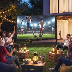 Ecran de Proiecție 120" 4K/8K HD Format 16:9 cu 2 Trepiede Pliabile, Ecran Portabil cu Față Dublă, Unghi de 160°, pentru Acasă sau Cinema în Aer Liber, Alb - Img 2