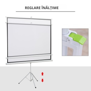 Ecran de Proiecție 84 inch cu Stativ, Suprafață de Proiecție 4:3, Pliabil și Reglabil pe Înălțime, 171x128 cm, Alb - Img 5