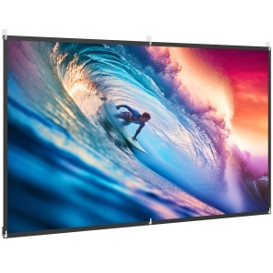 Ecran Proiector 100" 4K/8K HD Format 16:9, Reglabil Manual, Lavabil, Unghi Vizionare 160°, pentru Acasă, Cinema, Birou, Alb