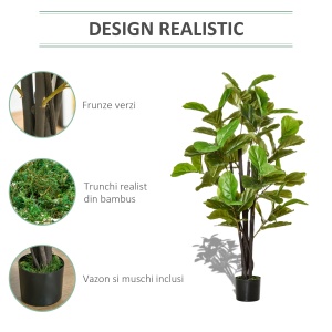 Ficus Artificial 130 cm de Interior si Exterior, Planta Artificiala cu efect Realist cu 78 de Frunze - Img 4