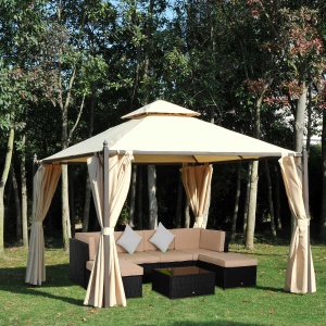 Foisor de Gradina Impermeabil 3 x 3m cu 4 Panouri Laterale Bej - Img 2