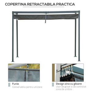 Foisor Pergola 298×213×222 cm – Pergola cu Panza Glisanta pentru Exterior - Img 5