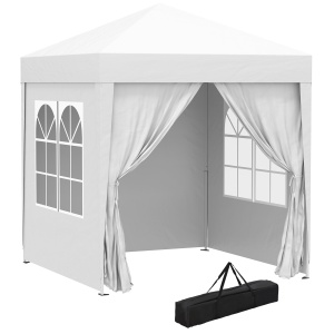 Foisor Pliabil 2x2 m con 4 Pereti Detasabili, Foisor de Gradina cu Sac pentru Transport din Poliester si Otel, Alb - Img 1