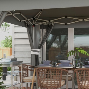 Foisor tip pop-up 3 x 3(m) cu 20 lumini LED, Gri - Img 9