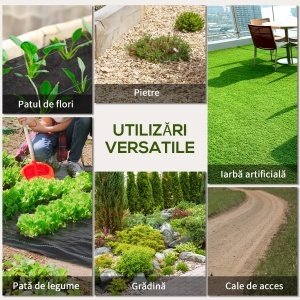 Folie pentru Mulcire 1300g/m², Respirabilă și Anti-UV din Polipropilena, 50x2 m, Negru - Img 7