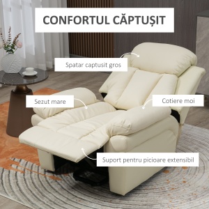Fotoliu de Relaxare Electric, cu telecomanda si functii de inclinare - Crem - Img 7