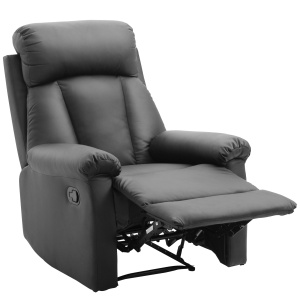 Fotoliu Relax Rabatabil cu Captuseala Ergonomica cuTaburet in Piele Ecologica,80 × 97 × 107cm Negru - Img 1