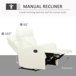 Fotoliu Relax Rabatabil Ergonomic Piele Sintetica 65 × 92 × 100cm Crem - Img 6