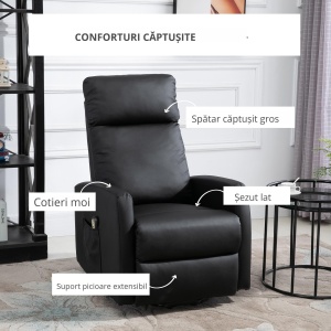 Fotoliu Ridicare Electric 145° – Rabatabil pentru Varstnici, Negru - Img 5