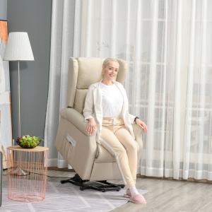 Fotoliu Ridicare si Rabatare cu Telecomanda – Crem - Img 2