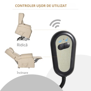 Fotoliu Ridicare si Rabatare cu Telecomanda – Crem - Img 7