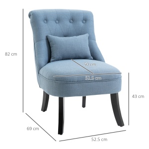 Fotoliu Tapițat cu Pernă și Picioare Antiderapante, Fotoliu din Material Textil, 52,5x69x77 cm, Albastru - Img 3