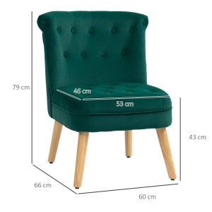 Fotoliu Verde cu sezut Catifea si Picioare Lemn - Img 3