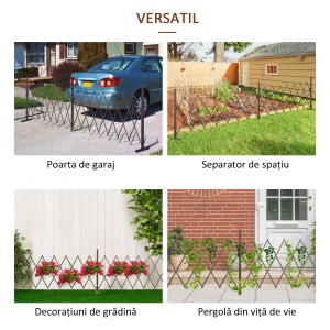 Gard Extensibil Autoportant, Grilaj Flexibil din Oțel și Aluminiu, Pliabil, 52-405 cm, Maro Închis - Img 4