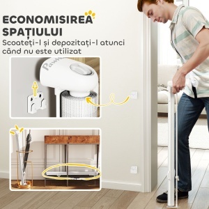 Gard Extensibil pentru Câini 0-140x86.5cm cu Blocare Automată Alb - Img 7