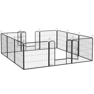 Gard Modular pentru Câini de Interior și Exterior 12 Buc 80x80cm Gri