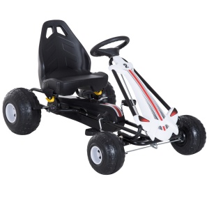 Go-Kart cu Pedale pentru Copii, Alb si Negru - Img 1