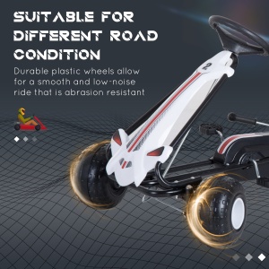 Go-Kart cu Pedale pentru Copii, Alb si Negru - Img 6