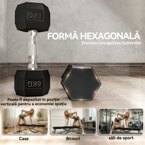 Haltere Antiderapant 6kg Negru - Img 6