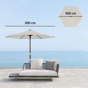 Înveliș de Schimb pentru Umbrelă cu Orificii de Aerisire, Ø300 cm, Alb Crem - Img 3
