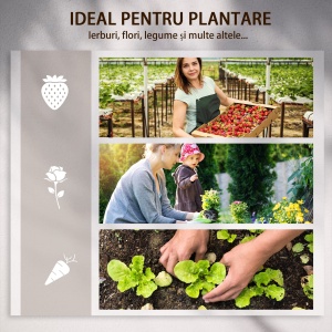 Jardiniera de Exterior 5 Piese modulare cu Fund Deschis din Lemn de Brad pentru Plante, Flori si Legume 230x230x28 cm, culoare Lemn natur - Img 7