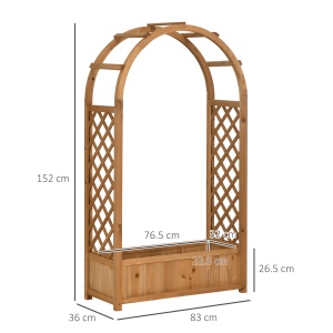 Jardiniera de Exterior din Lemn de Brad Maro cu Arc Decorativ si Grile pentru Plante Cataratoare, 83x36x152 cm - Img 3