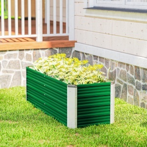 Jardinieră de grădină fără bază, cu 2 zone de cultivare, din oțel, 125x47x40 cm, verde - Img 8