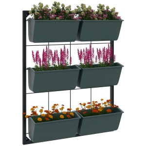 Jardiniera de perete pe 3 nivele cu 6 ghivece pentru int - Img 1