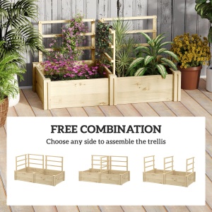 Jardinieră Înălțată din Lemn cu 3 Suporturi pentru Plante, 119x62,5x64 cm, Natural - Img 5