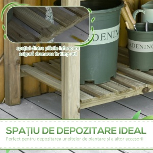 Jardiniera Inaltata din Lemn cu Picioare si Polita Inferioara pentru Gradina si Balcon 91x51x76cm - Img 5