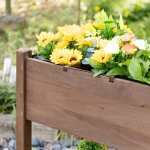 Jardinieră pe Picior - Carré potager cu roți - raft, Tavă Rabatabilă, Inserturi de Irigare, Fâș de Drenaj Inclus - Lemn Brad pre-uleiuit - Img 4