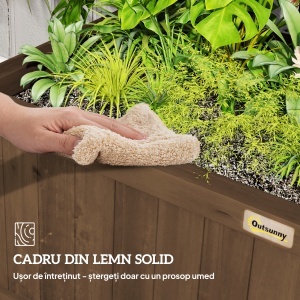 Jardinieră Ridicată pentru Exterior cu Spalier și Bară Superioară, Jardinieră din Lemn de Brad cu Găuri de Drenaj pentru Flori și Legume, pentru Grădină și Balcon, Cafeniu Întunecat - Img 7