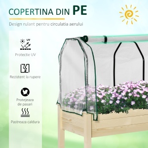 jardiniera tip sera, pentru plante, 121x55x117cm, lemn - Img 4