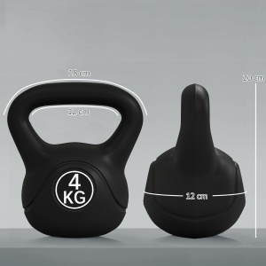 Kettlebell de 4kg pentru Sport și Fitness cu Bază Plată și Mâner, Greutate Kettlebell, 18x12x20 cm, Negru - Img 3