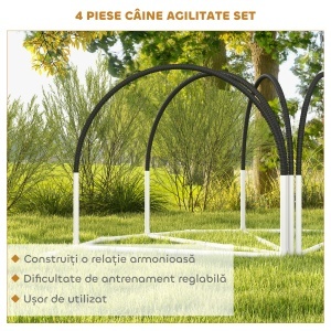 Kit de Antrenament cu Obstacole pentru Animale de Companie, Set Echipament de Agilitate pentru Câini, 89x69x99 cm, Portoccaliu - Img 5